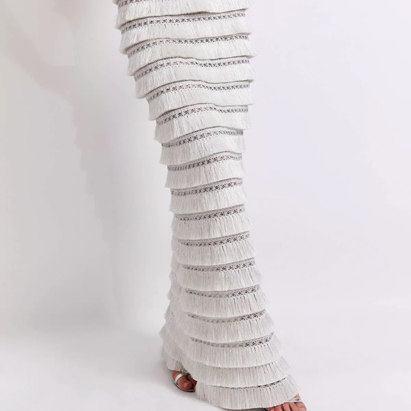Patbo Metallic Fringe Maxi Skirt in Silver - Picture 4 of 5